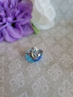 Sterling Silver Abalone Wave Ring 925 Size 6